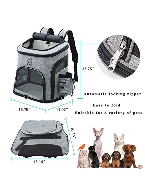 Plaifey Pet Cat Dog Carrier Large Backpack for Small Cats and Dogs, Foldable Ventilated Design Breathable Cat Backpack Suitable for Hiking Travel Camping Outdoor Use