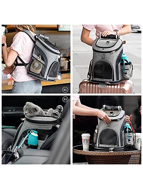 Plaifey Pet Cat Dog Carrier Large Backpack for Small Cats and Dogs, Foldable Ventilated Design Breathable Cat Backpack Suitable for Hiking Travel Camping Outdoor Use