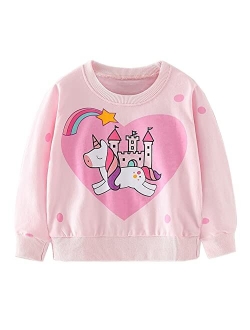 Julerwoo Girls Cotton Sweatshirts Hoodie Dinosaur Printed Crewneck Tops