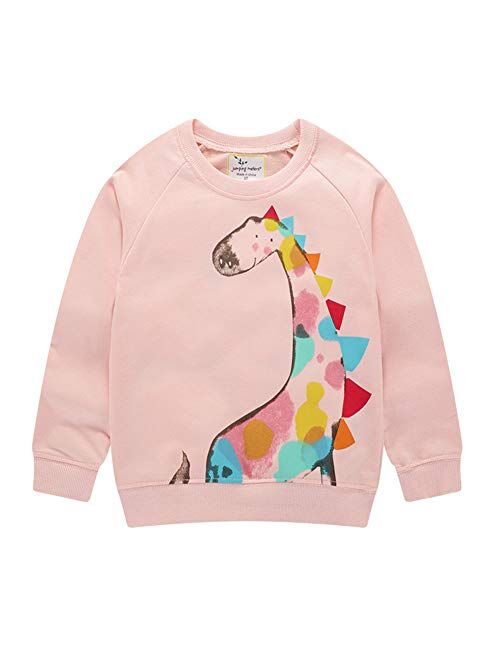 Julerwoo Girls Cotton Sweatshirts Hoodie Dinosaur Printed Crewneck Tops