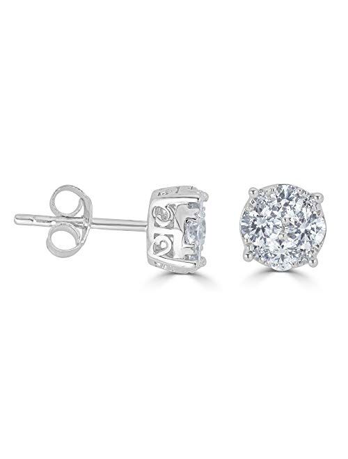 Fifth And Fine 1/4Ct Women Round Diamond Stud Earrings Set In Sterling Silver