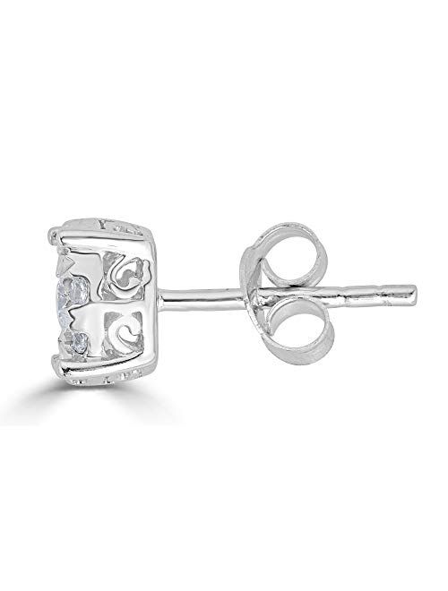 Fifth And Fine 1/4Ct Women Round Diamond Stud Earrings Set In Sterling Silver