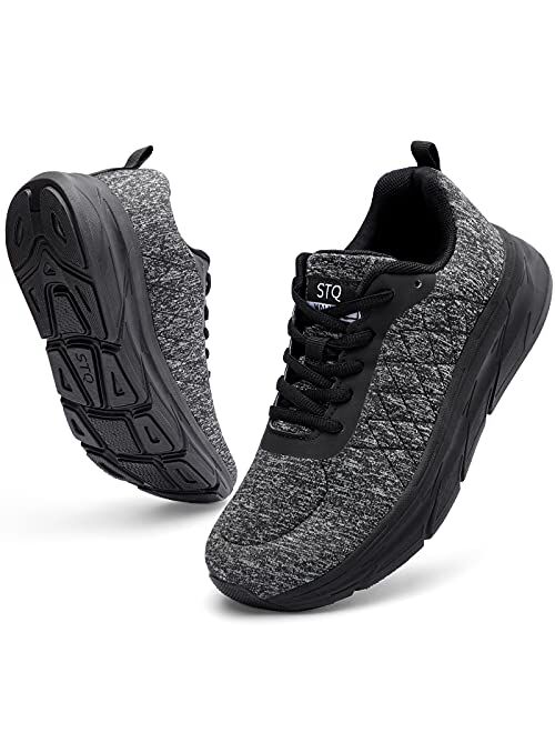 STQ Walking Shoes Women Lace Up Athletic Running Tennis Fashion Sneakers Comfortable Arch Support for Everyday Wear