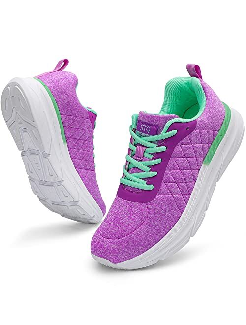 STQ Walking Shoes Women Lace Up Athletic Running Tennis Fashion Sneakers Comfortable Arch Support for Everyday Wear