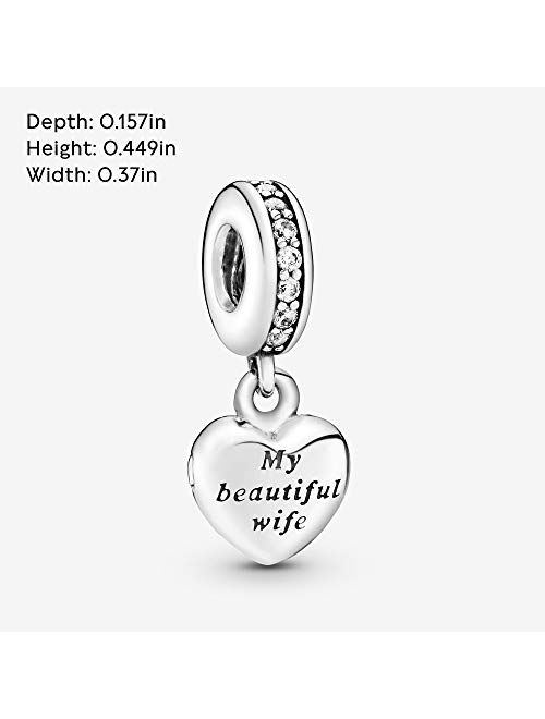 Pandora Jewelry My Beautiful Wife Dangle Cubic Zirconia Charm in Sterling Silver