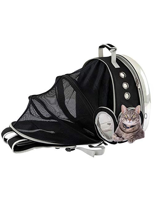 AJY Pet Clear Cat Backpack Carrier Foldable Breathable Pet Rucksack Carrier for Puppy Dog Cat Lightweight Cat Backpack Designed for Travel, Hiking, Walking & Outdoor Use