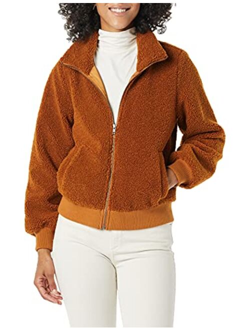 Amazon Essentials Women's Teddy Faux Shearling Funnel Collar Jacket