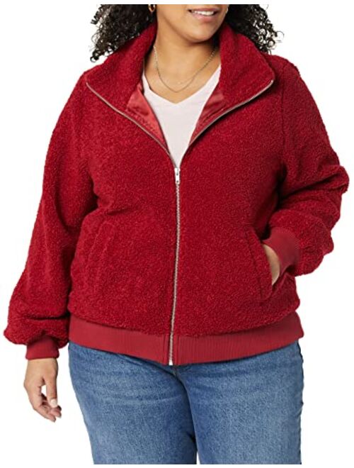 Amazon Essentials Women's Teddy Faux Shearling Funnel Collar Jacket