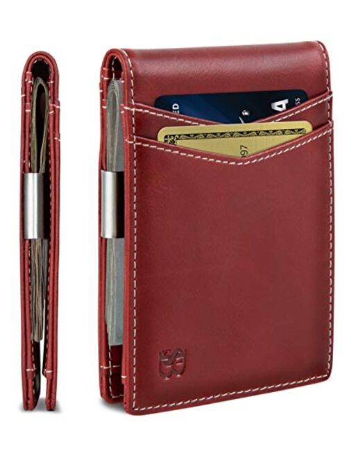 SERMAN BRANDS Money Clip Wallet - Mens Wallets slim Front Pocket RFID Blocking Card Holder Minimalist Mini Bifold