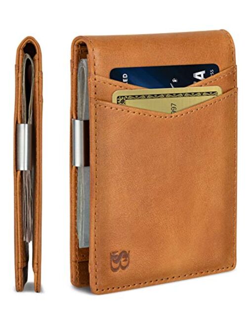 SERMAN BRANDS Money Clip Wallet - Mens Wallets slim Front Pocket RFID Blocking Card Holder Minimalist Mini Bifold