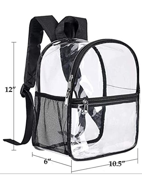 Uspeclare Clear Mini Backpack Stadium Approved, Waterproof Transparent Backpack for Work & Sport Event… (black)