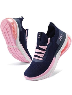 Women Walking Shoes Memory Foam Air-Cushion Sneakers with Arch-Support