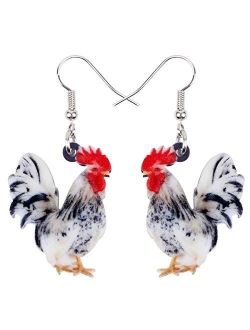 NEWEI Acrylic Floral Cute Rooster Chicken Earrings Dangle Drop Fashion Farm Animal Jewelry For Girls Women Ladies Gift