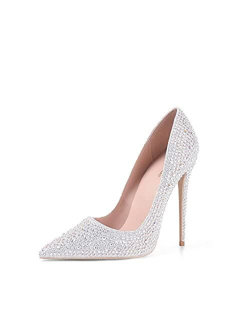 Elisabet Tang Women Pumps, Pointed Toe High Heel 4.7 inch/12cm Party Stiletto Heels Shoes