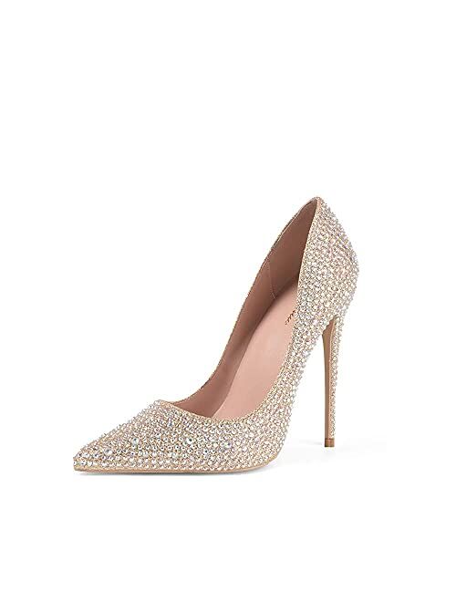 Elisabet Tang Women Pumps, Pointed Toe High Heel 4.7 inch/12cm Party Stiletto Heels Shoes