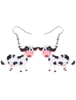 Acrylic Drop Dangle Sweet Bell Cow Earrings Gift Farm Animal Fashion Jewelry For Women Girls Charms