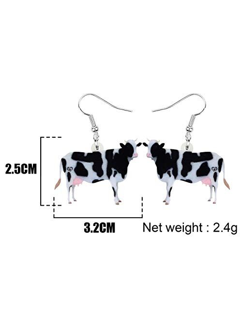 Bonsny Acrylic Drop Dangle Sweet Bell Cow Earrings Gift Farm Animal Fashion Jewelry For Women Girls Charms