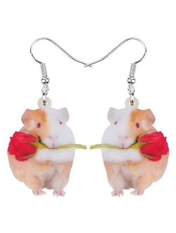 NEWEI Acrylic Guinea Pig Hamster Earrings Dangle Drop Cute Animal Jewelry For Women Girl Charm Gift