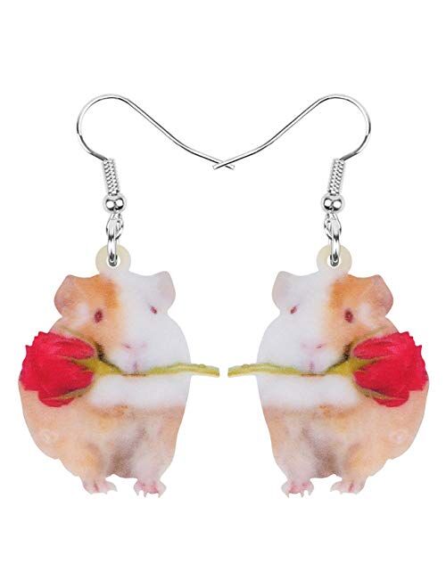 NEWEI Acrylic Guinea Pig Hamster Earrings Dangle Drop Cute Animal Jewelry For Women Girl Charm Gift