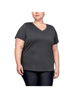 Plus Size Tech Solid Short Sleeve V-Neck