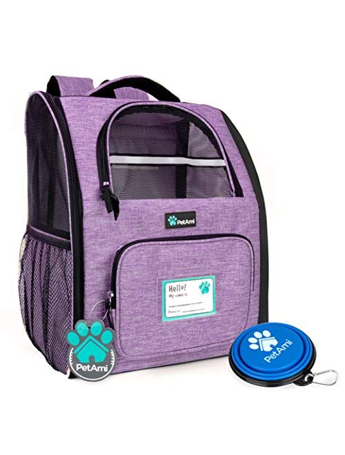 PetAmi Deluxe Pet Carrier Backpack for Small Cats and Dogs, Puppies | Ventilated Design, Two-Sided Entry, Safety Features and Cushion Back Support | for Travel, Hiking, O