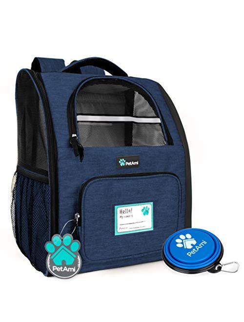 PetAmi Deluxe Pet Carrier Backpack for Small Cats and Dogs, Puppies | Ventilated Design, Two-Sided Entry, Safety Features and Cushion Back Support | for Travel, Hiking, O