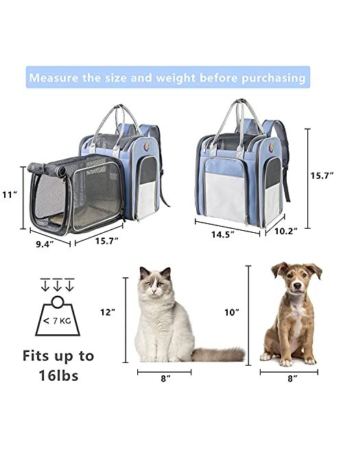 Phoenix Kiss cat backpack expandable - pet carrier backpack - cat carrier backpacks for large cats 20lbs , puppy pet backpack carrier for small dogs, airline cat travel b