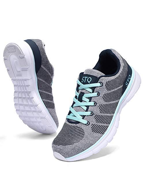 STQ Breathable Walking Tennis Shoes for Women Road Running Shoes Comfortable Mesh Fashion Sneakers