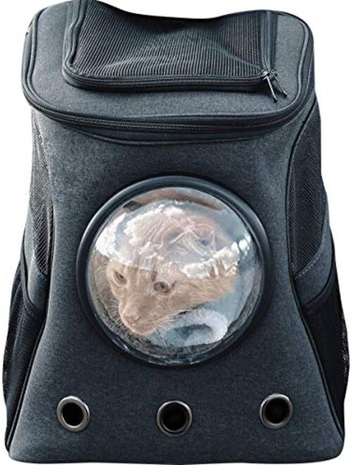 The Fat Cat Cat Backpack for Larger Cats - Premium Pet Carrier Bag for Travel and Hiking - Holds up to 25 lbs. of Cat - with Bubble Attachment, Side Pockets and Adjustabl