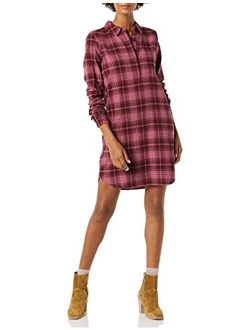 Amazon Brand - Goodthreads Women's Flannel Long Sleeve Relaxed Fit Popover Shirt Dress