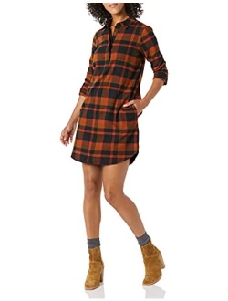 Amazon Brand - Goodthreads Women's Flannel Long Sleeve Relaxed Fit Popover Shirt Dress