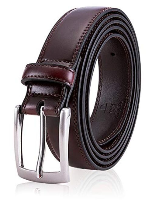 MILORDE Men's Genuine Leather Dress Belt, Handmade, 100% Cow Leather, Fashion & Classic Designs for Work Business and Casual