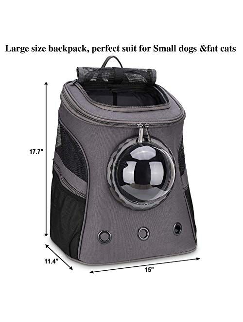 LOLLIMEOW Large Cat Backpack Carrier with Bubble,Pet Backpack for Fat Cats and Dogs Puppies