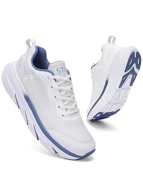 STQ Walking Shoes Women | Lightweight Tennis Running Sneakers with Thick Sole