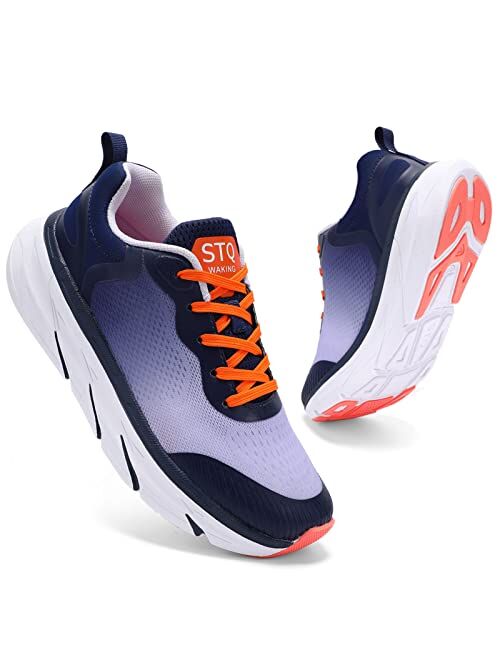 STQ Walking Shoes Women | Lightweight Tennis Running Sneakers with Thick Sole