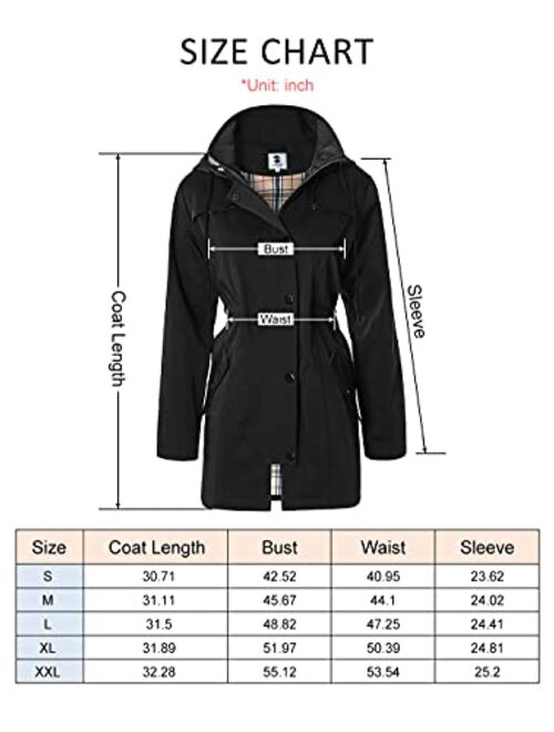 Women's Long Hooded Rain Jacket Outdoor Raincoat Windbreaker