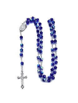 Rnivida Rosary Beads Necklace with Jesus Crucifix, Catholic Prayer Gifts