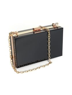 WJCD Women Clear Purse Acrylic Clear Clutch Bag, Shoulder Handbag With Removable Gold Chain Strap