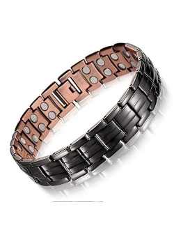 Feraco Men's Copper Magnetic Bracelet for Arthritis Pain Relief Elegant 99.99% Solid Copper Bracelets with Double-Row Strong Magnets