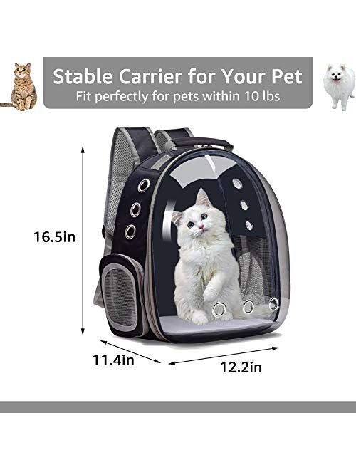 Henkelion Cat Backpack Carrier Bubble Bag, Small Dog Backpack Carrier for Small Dogs, Space Capsule Pet Carrier Dog Hiking Backpack Airline Approved Travel Carrier - Blac