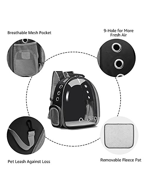 Henkelion Cat Backpack Carrier Bubble Bag, Small Dog Backpack Carrier for Small Dogs, Space Capsule Pet Carrier Dog Hiking Backpack Airline Approved Travel Carrier - Blac