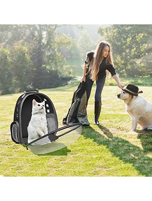 Henkelion Cat Backpack Carrier Bubble Bag, Small Dog Backpack Carrier for Small Dogs, Space Capsule Pet Carrier Dog Hiking Backpack Airline Approved Travel Carrier - Blac