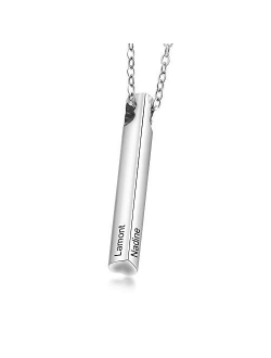 Molywoo Personalized Engraved Necklace for Women Men Custom Stainless Steel Necklace Engraved Name Vertical Bar Necklace Birthday Gifts for Boyfriend