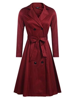 Zeagoo Women's Trench Coats Double-Breasted Long Coat with Belt