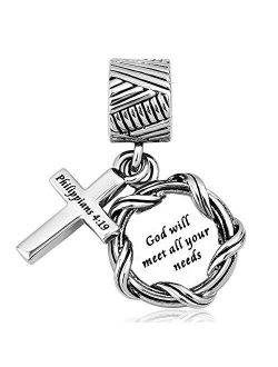 LilyJewelry Bible Dangle Charm Christian Keep Faith Cross Beads for Bracelets