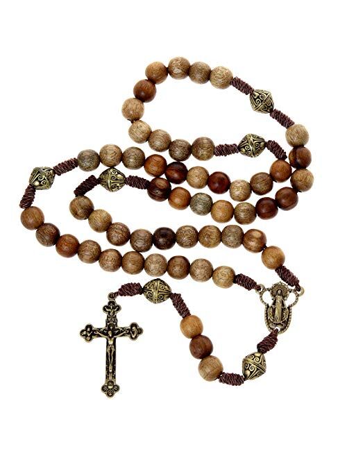 Alexander Castle Wooden Our Father Rosary Beads - Handmade wooden and metal rosaries with crucifix in a rosary pouch. These rosaries make a great Catholic or Christian gi