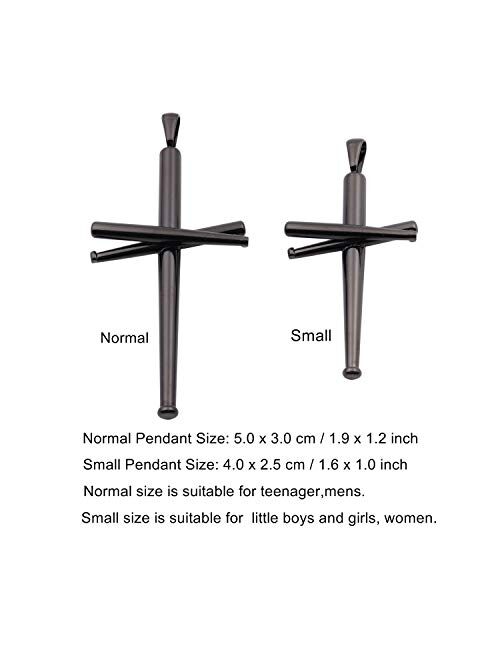 RMOYI Cross Necklace Baseball Bats Athletes Cross Pendant Chain,Sport Stainless Steel Cross Necklaces for Men Women Boys Girls,Loarge and Small Silver Gold Black 18-24 In