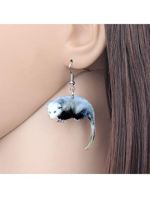 WEVENI Acrylic Lovely Possum Earrings Opossum Dangle Drop Novelty Jewelry For Women Girls Ladies Dainty Gift