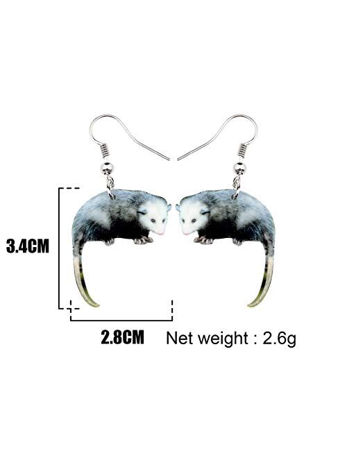 WEVENI Acrylic Lovely Possum Earrings Opossum Dangle Drop Novelty Jewelry For Women Girls Ladies Dainty Gift