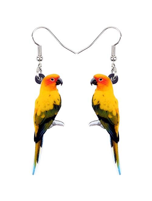 NEWEI Acrylic Novelty Parrot Bird Earrings Dangle Drop For Women Girl Ladies Fashion Animal Jewelry Gifts Charm